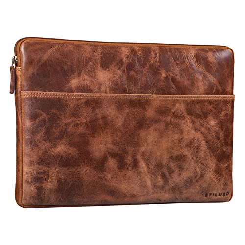 STILORD 'Murphy' Rêkaw do laptopa 15,6-calowy Skórzany pokrowiec na MacBooka 16-calowy i 15-calowy Folder na dokumenty Notebooka Organizator, Kolor:napoli - br±zowy