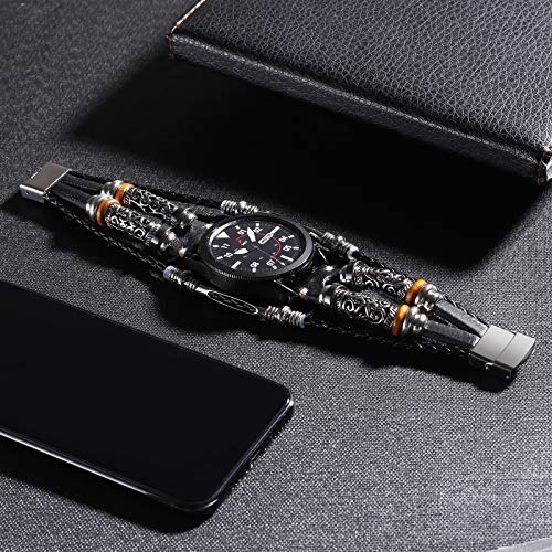 Konafei Pasek kompatybilny z Samsung Galaxy Watch 5&4 / Active 2 40 mm 44 mm / Watch 5 Pro 45 mm / Galaxy Watch 4 Classic 42 mm 46 mm / Watch 3 41 mm, 20 mm, skórzany pasek ze stali nierdzewnej, pasek z klamrą - obrazek 5