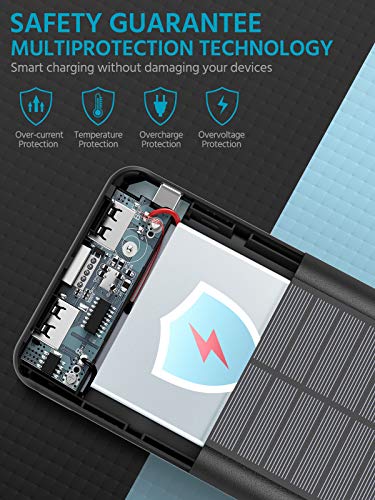 Solarny Powerbank 30000 mAh, akumulator zewnętrzny: Power Bank przenośna ładowarka do użytku na zewnątrz, z 2 gniazdami USB i latarką, do telefonów komórkowych, do smartfonów, tabletów i innych - obrazek 3
