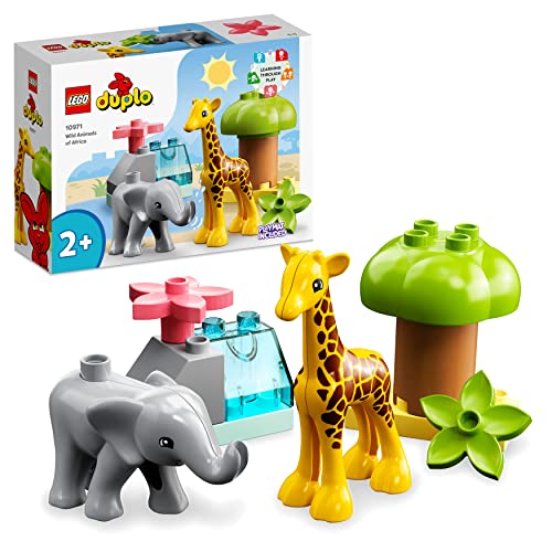 LEGO DUPLO 10971 Dzikie zwierzęta Afryki — zestaw ze zwierzętami z safari dla małych dzieci i przedszkolaków w wieku od dwóch lat (10 elementów)