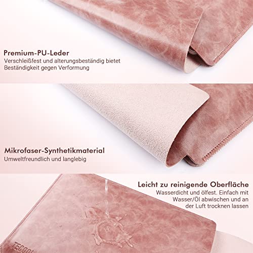 TECOOL 13,3 cal Torba Laptop Pokrowiec, Wodoodporny Laptopa Pokrowiec Ochronny Skórzany dla MacBook Air/Pro 13 2012-2020 M1, Microsoft Surface Laptop i 13 Lenovo Huawei Dell HP Acer Asus - Stary Róż - obrazek 4