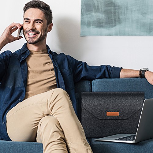 HOMIEE Pokrowiec na laptopa, 13,7-calowy MacBook Air (M2) Pro 13,3-calowy notebook tablet iPad Tab, kompatybilna z Pro i MacBook Air ochronna filcowa torba na laptopa z dodatkowym etui do przechowywania i podkładką pod mysz (czarny1) - obrazek 5