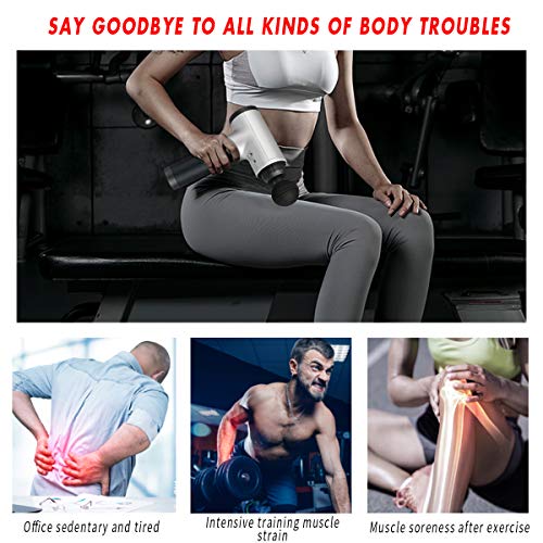 Surplex Pistolet do masażu mięśni Deep Tissue, pistolet do masażu całego ciała, urządzenie do masażu ręcznego, elektryczny z 4 głowicami do masażu i 6 prędkościami, urządzenie wibracyjne, mięśnie - obrazek 2