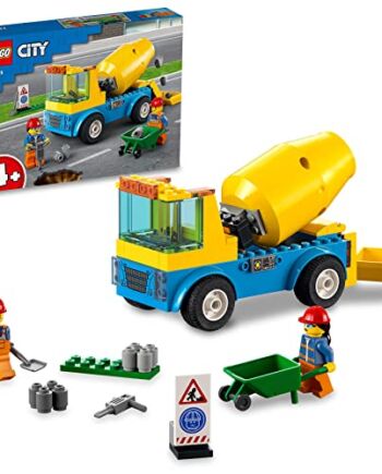 LEGO 60325 City Ciężarówka z Betoniarką, Pojazd Budowlany z Minifigurk