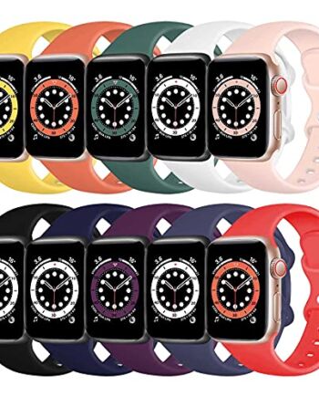 TopPerfekt Silikonowy pasek kompatybilny z paskiem Apple Watch 38 mm 40 mm, silikonowy zamiennik paska do zegarka iWatch serii 6 5 4 3 2 1 SE (38/40 mm – S/M, 10-pak