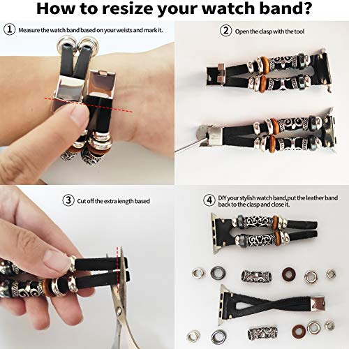 Konafei Pasek kompatybilny z Samsung Galaxy Watch 5&4 / Active 2 40 mm 44 mm / Watch 5 Pro 45 mm / Galaxy Watch 4 Classic 42 mm 46 mm / Watch 3 41 mm, 20 mm, skórzany pasek ze stali nierdzewnej, pasek z klamrą - obrazek 2