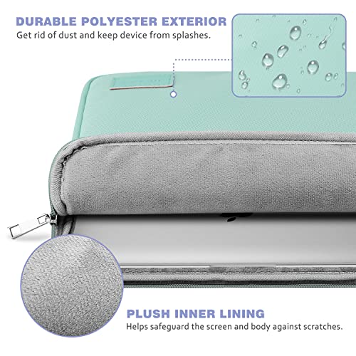 MoKo 13-13.3 Inch Laptop Sleeve Fits surface pro 8 Macbook Pro M1 Pro/M1 Max 14.2 2021, MacBook Pro 13”, iPad Pro 12.9 2021/2020, Notebook Computer Case Cover Bag with Pocket, Mint Green - obrazek 7