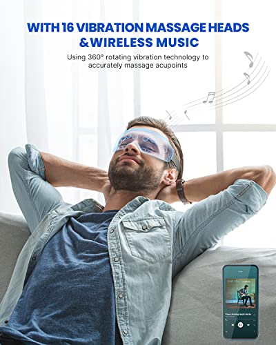 Augenmassagegerät, Renpho Rhythmus-Augenmassage-Maske Basic mit Sichtfenster, 16 Vibrationsköpfen und Musik, 4 Vibrationsmodi für Augenentspannung, trockene Augen und Augenringe nach der Arbeit - obrazek 6
