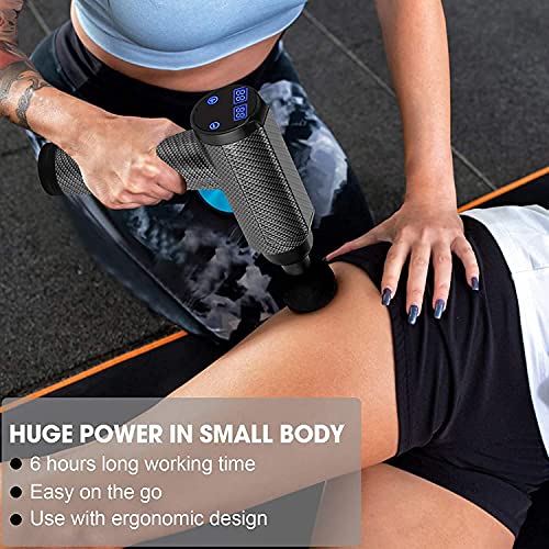 Pistolet do masażu, urządzenie do masażu dla sportowców, urządzenie do masażu mięśni, z 10 głowicami do masażu i 30 prędkościami do łagodzenia bólu karku, ramion, ciała, ekran dotykowy LCD - obrazek 2