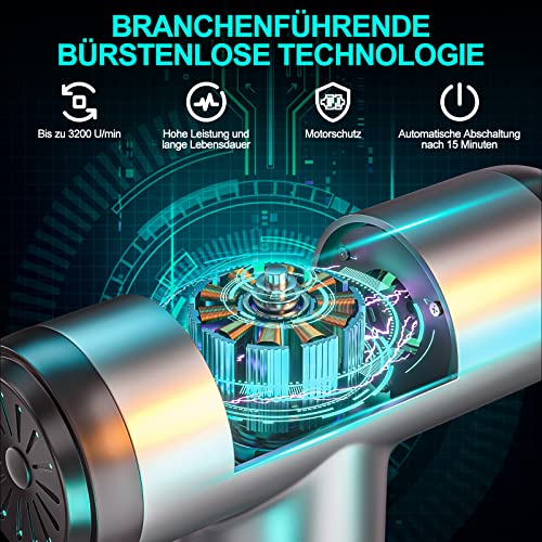 ZOVHYYA Mini Pistolet do Masażu Masażer Mięśni 4000mAh 3200RPM 4 głowice Masujące 6 Prędkości Bezszczotkowy Niski Poziom Hałasu Profesjonalny Port ładowania USB C na Plecy Szyi - obrazek 7