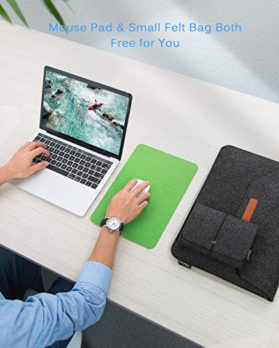 HOMIEE Pokrowiec na laptopa, 13,7-calowy MacBook Air (M2) Pro 13,3-calowy notebook tablet iPad Tab, kompatybilna z Pro i MacBook Air ochronna filcowa torba na laptopa z dodatkowym etui do przechowywania i podkładką pod mysz (czarny1) - obrazek 6