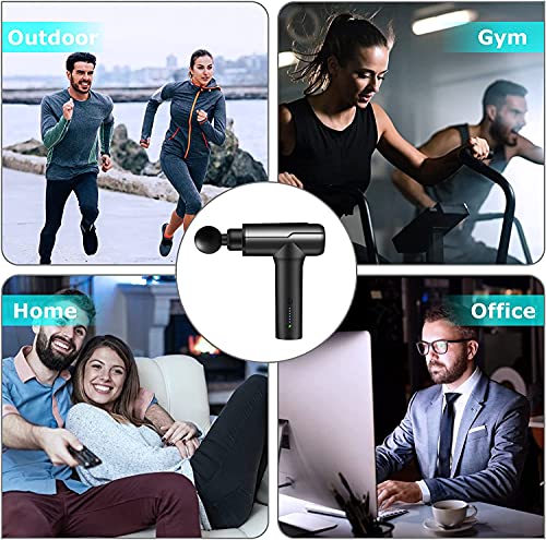 Potężny pistolet do masażu, głębokich tkanek masażer mięśni/szyi 6 prędkości ręczny ultracichy inteligentny hit powięzi pistolet do masażu ciała relaks fitness ulga w bólu mięśni, 6 głowic do masażu - obrazek 2