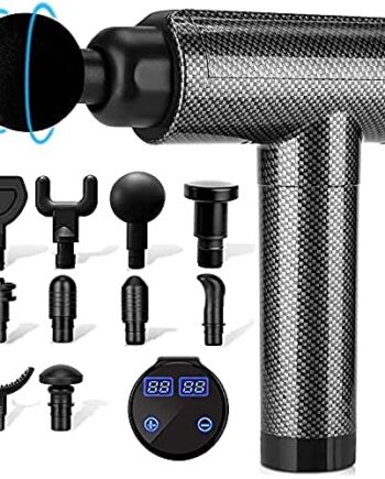 Pistolet do masażu, urządzenie do masażu dla sportowców, urządzenie do masażu mięśni, z 10 głowicami do masażu i 30 prędkościami do łagodzenia bólu karku, ramion, ciała, ekran dotykowy LCD