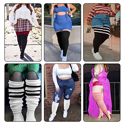 DRESHOW Plus Rozmiar Zakolanówki Akarpetki w Paski Over Knee Długie Bu - obrazek 7