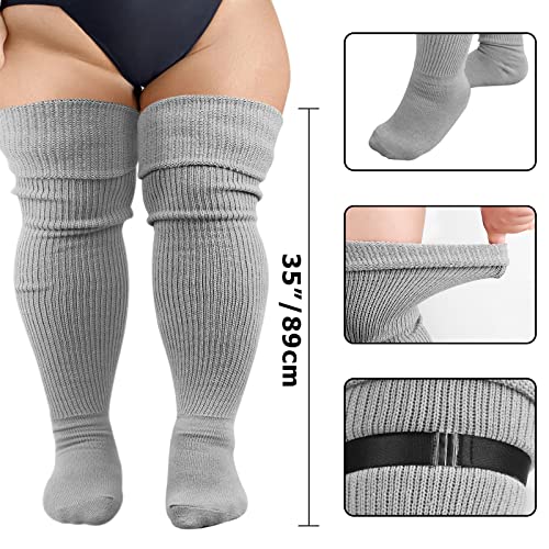 DRESHOW Plus Rozmiar Zakolanówki Akarpetki w Paski Over Knee Długie Bu - obrazek 4