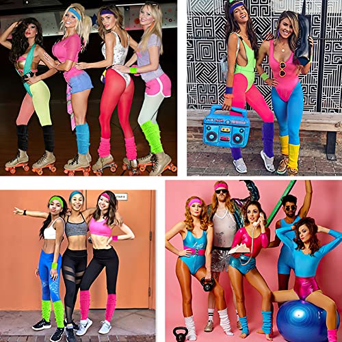 ONUPGO Ocieplacze na nogi, zestaw dla kobiet w stylu lat 80., neonowe, - obrazek 2