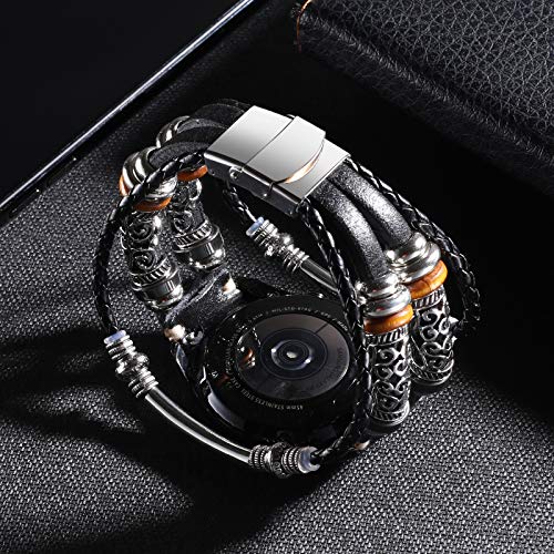 Konafei Pasek kompatybilny z Samsung Galaxy Watch 5&4 / Active 2 40 mm 44 mm / Watch 5 Pro 45 mm / Galaxy Watch 4 Classic 42 mm 46 mm / Watch 3 41 mm, 20 mm, skórzany pasek ze stali nierdzewnej, pasek z klamrą - obrazek 6