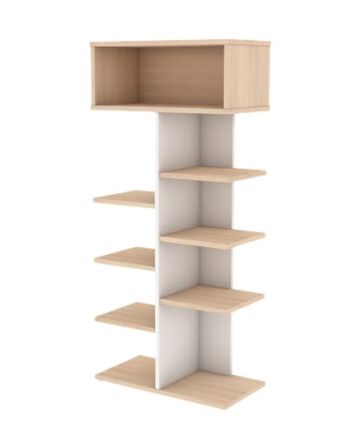 LEVIRA Regał, regał na książki Zargun, 55 x 28 x 121 - biały i biały dąb