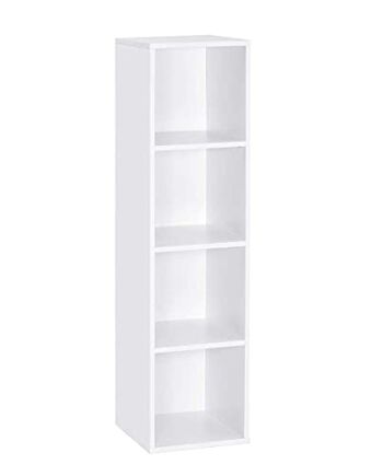 Mondeer Regał na książki z 4 kostkami, regulowany, nowoczesny, drewnia