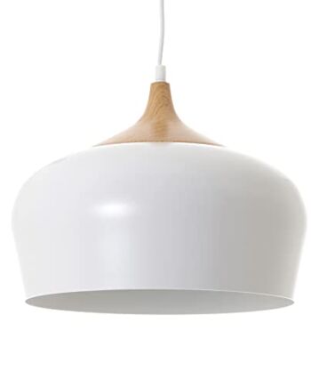 LUSSIOL Britta M lampa wisząca metal 60 W biała Ø 35 x wys. 27 cm