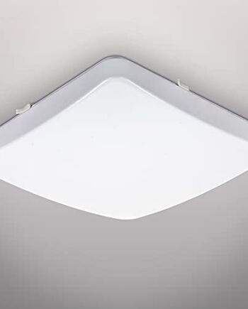 B.K.Licht Lampa sufitowa LED, wbudowana płyta LED 12 W, 3000 K, ciepła biel, 1200 lm, kwadratowa, 27 x 27 cm, nowoczesne oświetlenie do wejścia, kuchni, przedpokoju, podtynkowa lampa sufitowa IP20