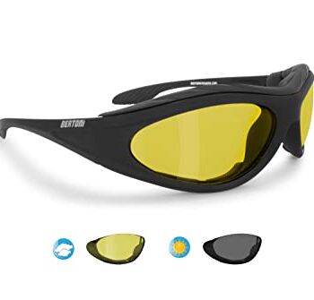 Motocykl wyściełane okulary fotochromowe polaryzacyjne żółte soczewki przeciwgrzybiczne - wkładka wiatroszczelna - autorstwa Bertoni Italy P125FTA okulary przeciwsłoneczne do jazdy motocyklem
