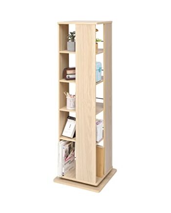 Iris Ohyama, Półka obrotowa / Półka obrotowa Creative 360° / Wieża Media Display Rack i 5 półek/Meble obrotowe 360°, Projekt, Powierzchnia biurowa - Revolving Book Shelf - RBS-5S - JasnoBrązowy