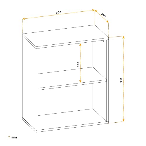 RICOO Regał na książki biały 2 półki 71 x 60 x 31 cm regał płyta wiórowa z drewna nowoczesny biały matowy WM111-WM, regał stojący regał biurowy na książki, regały i półki, stojak na drukarkę, regał na akta - obrazek 4