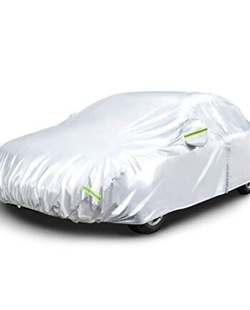 Amazon Basics – odporna na warunki atmosferyczne plandeka na samochód, kolor srebrny, PEVA z bawełną, limuzyna do 570 cm