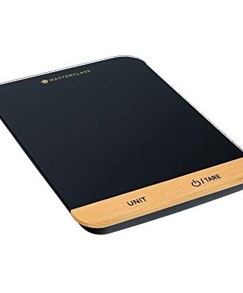 MasterClass, Kompaktowa, Elektroniczna Waga Kuchenna, Plastik i Bambus, Kolor Czarny, Opakowanie na Prezent, 22 x 16 cm