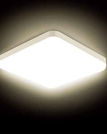 Combuh Lampa sufitowa LED, 30 W, wodoodporna, IP56, 2400 lm, ciepła biel, 3000 K, łatwa w instalacji, kwadratowa lampa sufitowa do salonu, łazienki, biura, na zewnątrz, werandy, garażu Ø25 cm