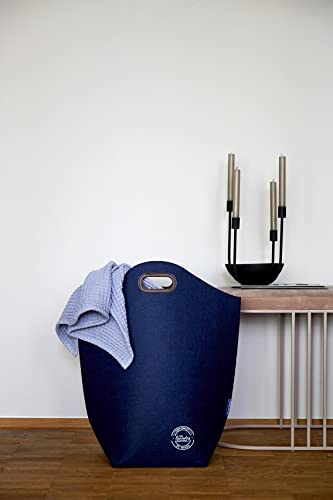 WENKO filcowy kosz na pranie z materiału pochodzącego z recyklingu, z uchwytami do noszenia, pojemność: 42 l, 45 x 60 x 25 cm, ciemnoniebieski - obrazek 5