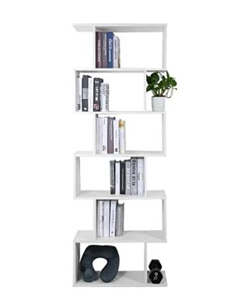 Meerveil Regał na książki, wolnostojący, wysoki, drewniany, 6-poziomowy regał ekspozycyjny do salonu, domu, biura, 70 x 24 x 190 cm, biały