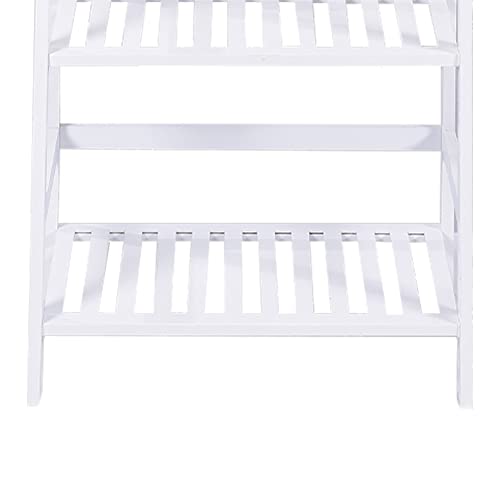 Bakaji Regał Regał 4 Półki Drewniane Bambusowe Nowoczesne Projektowanie dla Salonu Salon Domu Biurowego Rozmiar 116 x 48 x 32 cm Kolor Biały Bamboo - obrazek 2