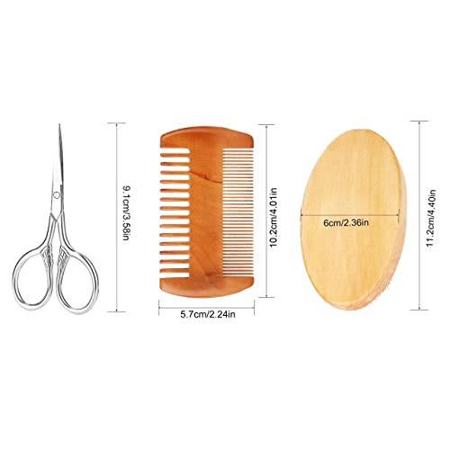 Natural Boar Bristle profesjonalny grzebień do brody i profesjonalny zestaw nożyczek do pielęgnacji brody, nanoszenie olejku do brody Beard Brush dla mężczyzn do pielęgnacji brody i projektowania drewniany grzebień kieszonkowy - obrazek 5