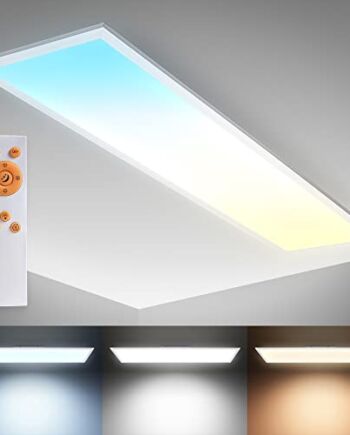 B.K.Licht Panel LED, 1 metr, możliwość ściemniania, sterowanie temperaturą barwową, pilot zdalnego sterowania, timer, 24 W, lampa sufitowa, kolor biały