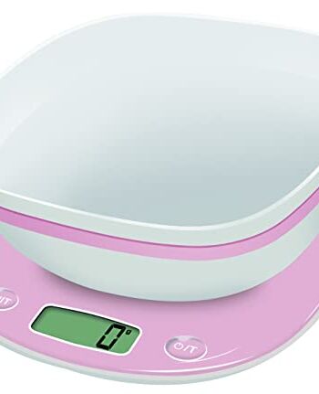TERRAILLON MACARON ROSE-BOL Balans kuchenny - Przycisk ON/OFF - TARE & UNIT - Wyświetlacz LCD - Pojemność BOL 1 - 5L - zasięg 5Kg - różowy