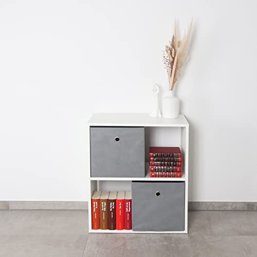 RICOO Regał na książki biały 2 półki 71 x 60 x 31 cm regał płyta wiórowa z drewna nowoczesny biały matowy WM111-WM, regał stojący regał biurowy na książki, regały i półki, stojak na drukarkę, regał na akta - obrazek 5