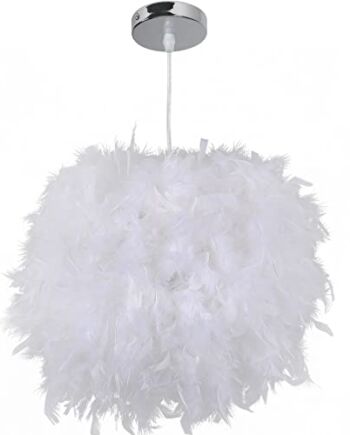 Klosz świetlny z piórami do lampy sufitowej, puszysty abażur do dekoracji sypialni, średnica 30 cm, biały