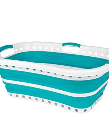 Beldray LA072979TQEU składany kosz na pranie | do przenoszenia dużych ładunków prania w domu lub do prania | plastik | 37 l | turkusowy, 66 x 44 x 24 cm