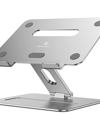 brocoon Stojak na laptopa, regulowany stojak na laptopa MacBook na biurko, ergonomiczny aluminiowy stojak na komputer z odpowietrznikiem, stojak na laptopa kompatybilny z laptopami 10–17 cali (srebrny)