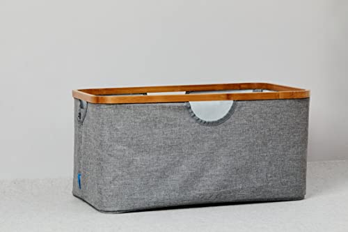 WENKO Kosz na pranie Bahari, nowoczesny kosz na pranie z wysokiej jakości bambusową ramą, zajmuje mało miejsca, składany, pojemność 50 l, 54 x 36 x 26 cm, wykonany z łatwego w pielęgnacji poliestru - obrazek 5