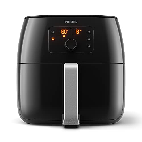Philips Premium Airfryer XXL - Misa 7,3 l, Frytownica bez oleju, Technologia Rapid Air, Technologia usuwania tłuszczu, Podziałka w zestawie, Aplikacja NutriU z przepisami (HD9762/90)