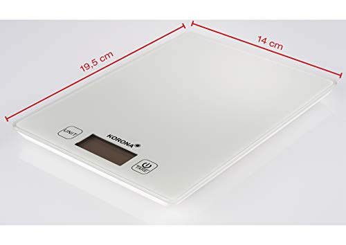 Korona 70245 Esther biała – cyfrowa waga kuchenna, elektroniczna, tara, udźwig 5 kg, podziałka 1 g, automatyczne wyłączanie, wskaźnik przeciążenia - obrazek 4