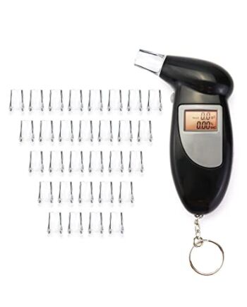 QWORK Alkomat, alkomat, alkomat z czujnikiem półprzewodnikowym, z cyfrowym ekranem LCD i 30 ustnikami