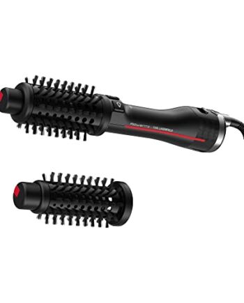 Rowenta x Karl Lagerfeld CF961L K/Pro Stylowa, obrotowa szczotka na gorące powietrze, doskonały wygląd, dwie szczotki, wszystkie rodzaje włosów, suszenie i stylizacja jednocześnie, czarny/czerwony