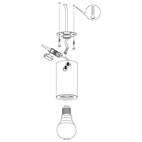 EGLO Lampa sufitowa Saluzzo, 1-punktowa lampa do zabudowy ze stali, lampa sufitowa w kolorze białym, lampa do zabudowy z oprawką E27, Ø 6,5 cm - obrazek 2