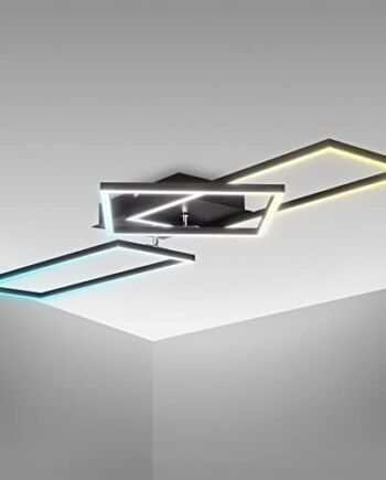 B.K.Licht I 40 Watt LED Frame z regulacją temperatury barwowej I ściemniana lampa sufitowa LED I obrotowa I pilot I czarna