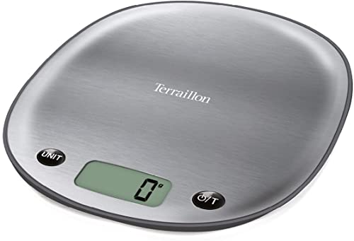 Terraillon 14505 waga kuchenna, funkcja „tara”, wskaźnik cieczy, wycięcie na uchwycie, do 5 kg, macaron, stal nierdzewna, lukrecja, czarna