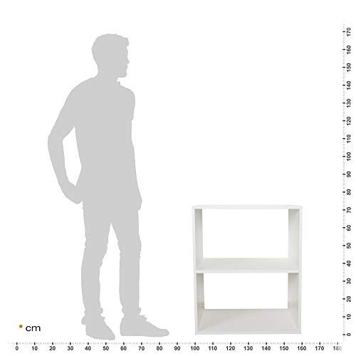 RICOO Regał na książki biały 2 półki 71 x 60 x 31 cm regał płyta wiórowa z drewna nowoczesny biały matowy WM111-WM, regał stojący regał biurowy na książki, regały i półki, stojak na drukarkę, regał na akta - obrazek 2